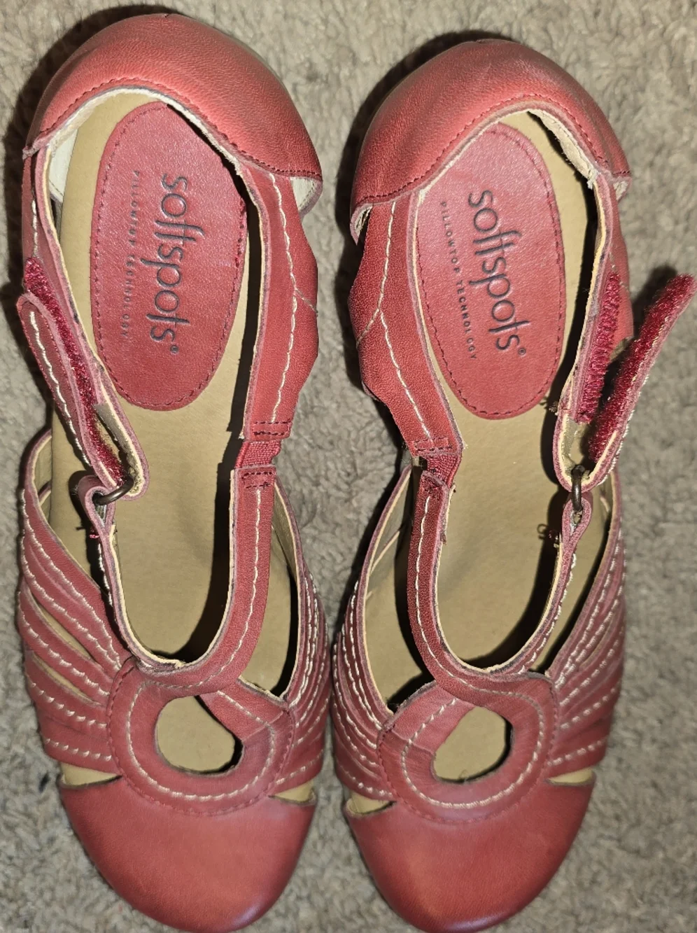 Softspots Sally Pillowtop Technology Cardinal Red Leather Women's Shoes 7.5M - Picture 6 of 8